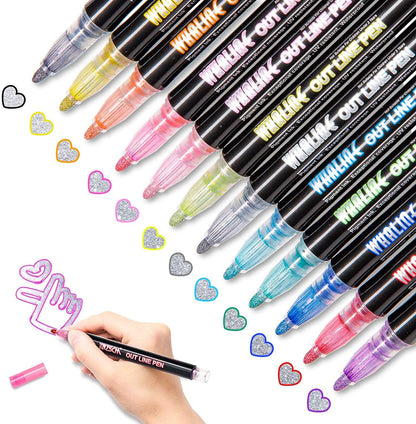 AM0423 Outline Drawing Metallic Markers (12 Colors)
