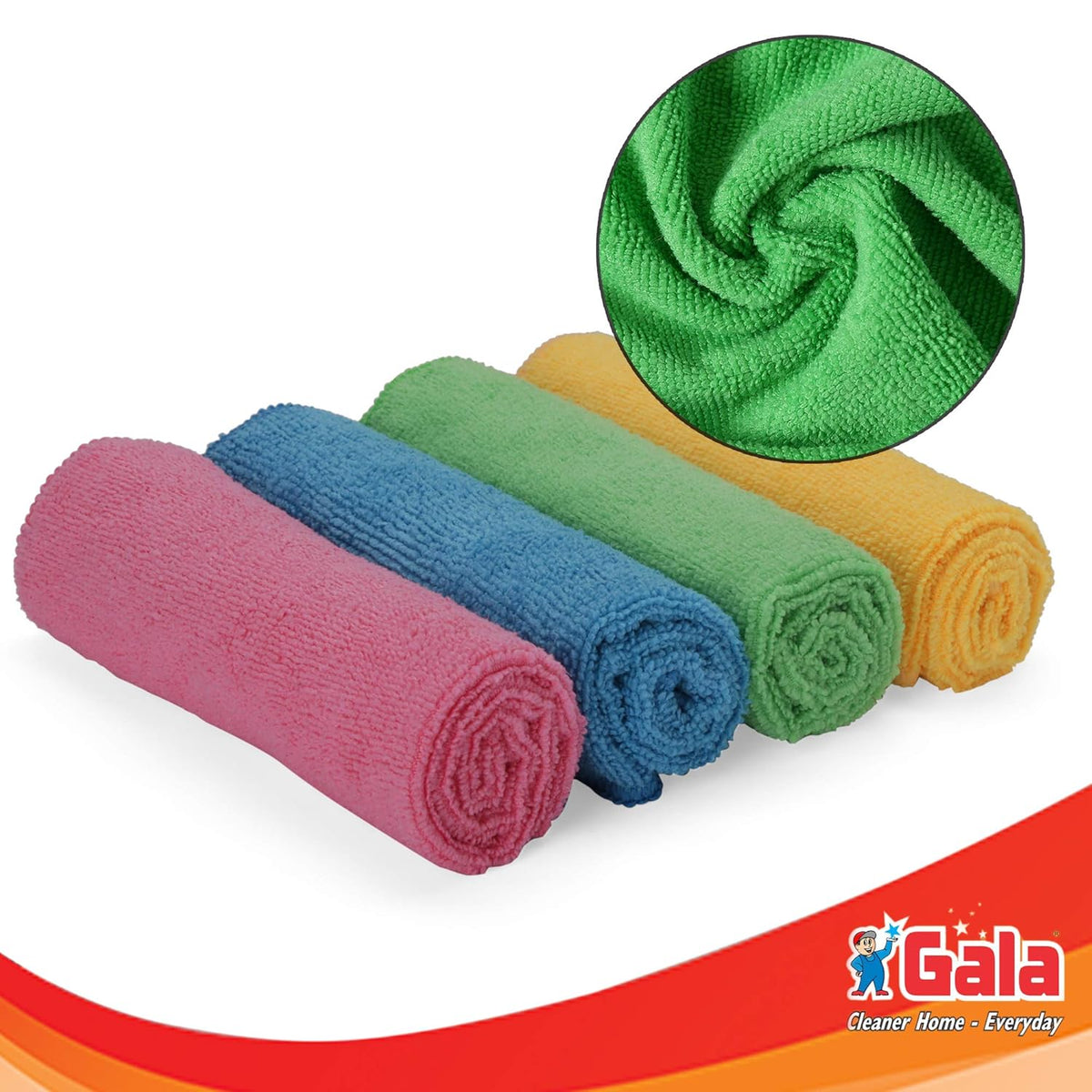 AM5030 Gala Microfiber Cleaning Cloth/ Towels Set of 4 Kitchen Wipes, Microfiber Cloth for car, bike cleaning and home cleaning, Glass cleaning cloth, (Multicolor)