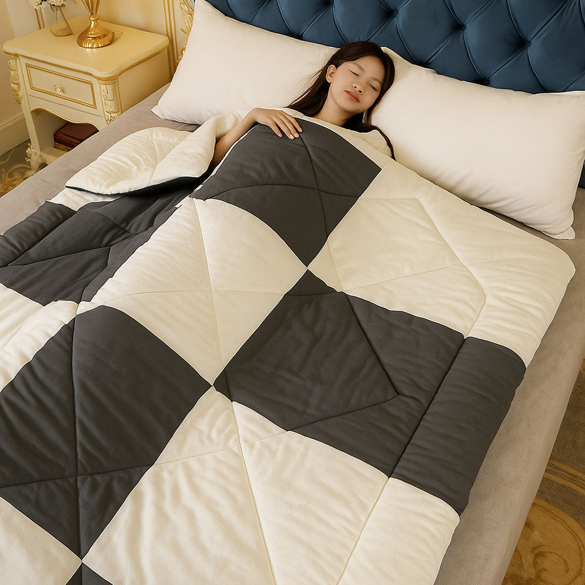 Di0018 Welspun Essentials Classic Corner Double Bed Quilt - 2.28mtr x 2.64mtr