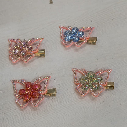 AM5428 Butterfly Hair clips with Flower and Butterfly Design 1pc