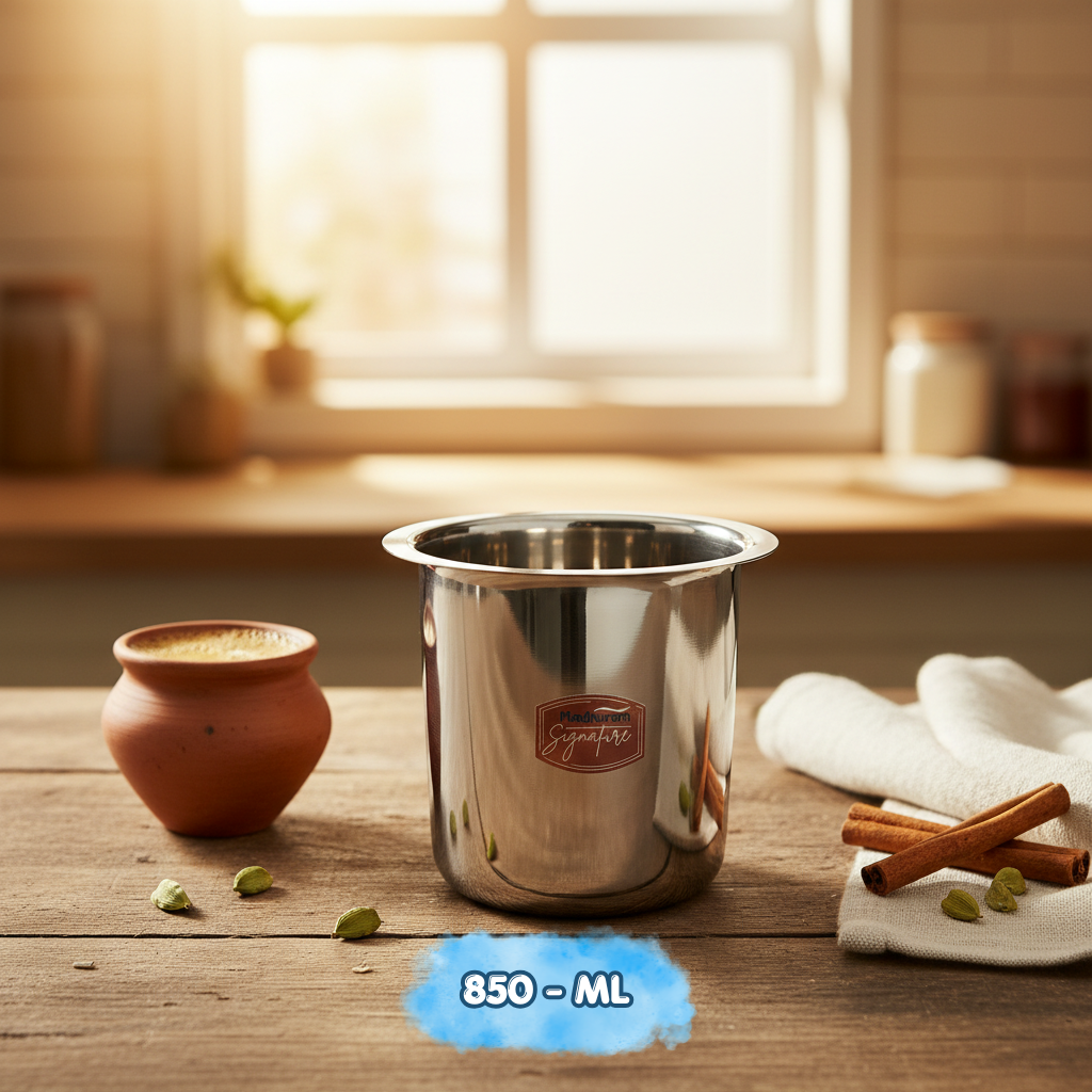 AM7585 Madhuram Signature 850ml Stainless Steel Multipurpose Deep Boiler Container (11x10x10 cm)