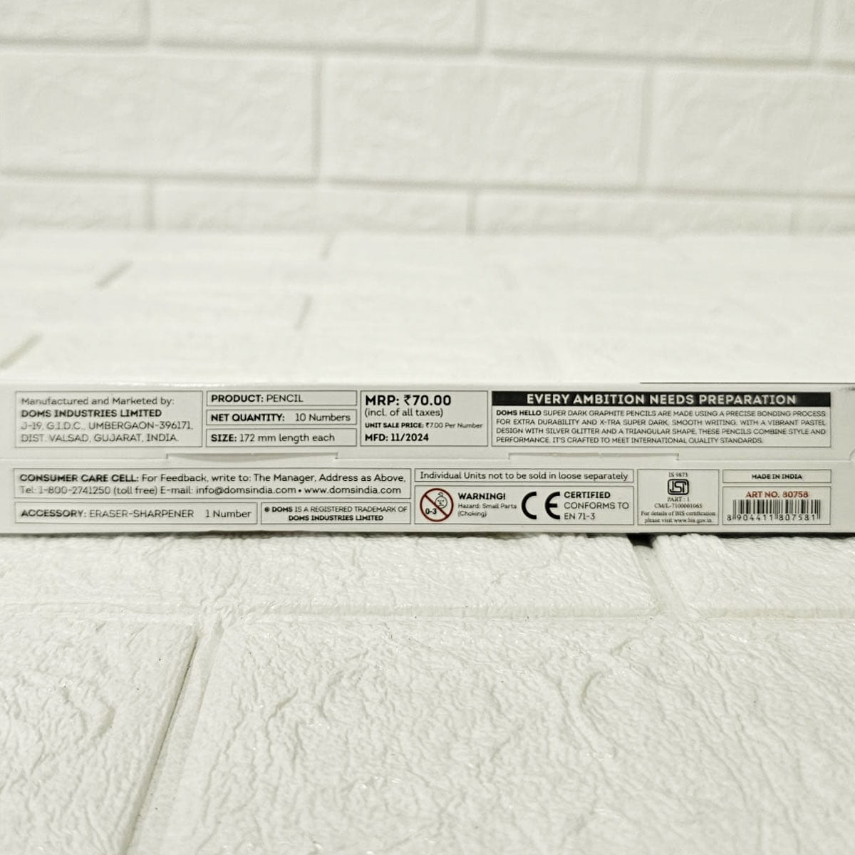 AM6066 Doms Hello X-Tra Dark Pencil (pastel Shades) with Free Erasner (Erase + Sharp)