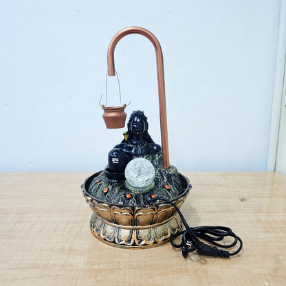 AM6054 Luxury Copper Adiyogi Shivling Water Fountain With Crystal Ball for Home Decor