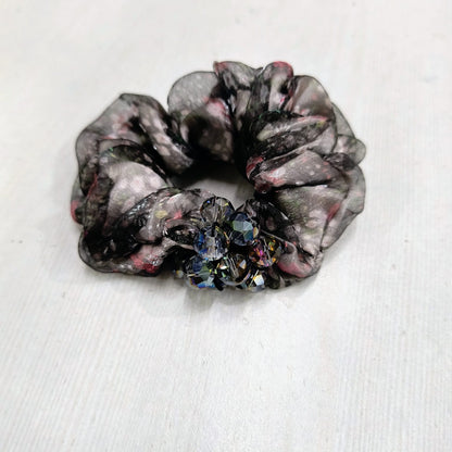 AM1297 Printed Crystal Hair band Elastic Rubber With Multicolor Color Hair Rope For Women and Girls 1pc