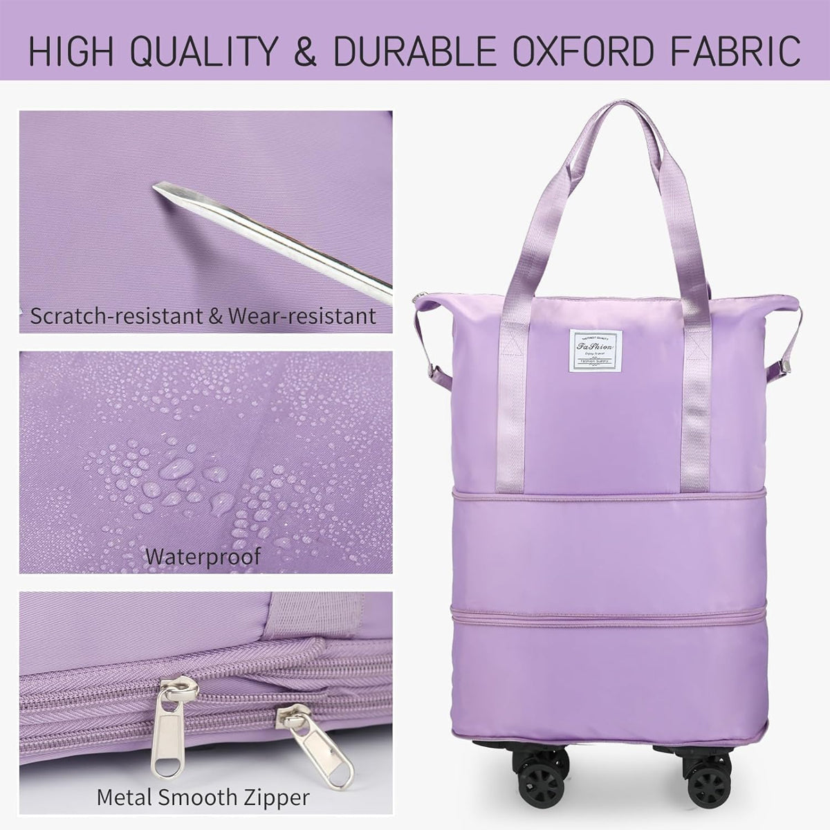 AM5643 Duffle Trolley Bag with Wheels, Expandable Foldable Luggage Bag for Travel (Multicolour)