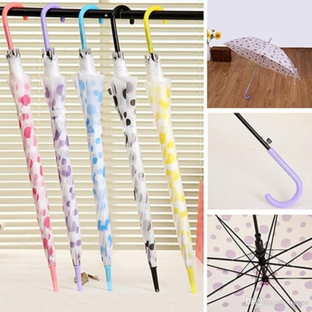 AM5494 Transparent Clear Polka-Dot Lightweight, Porable & Anti-UV Umbrella Multicolour 1 pc