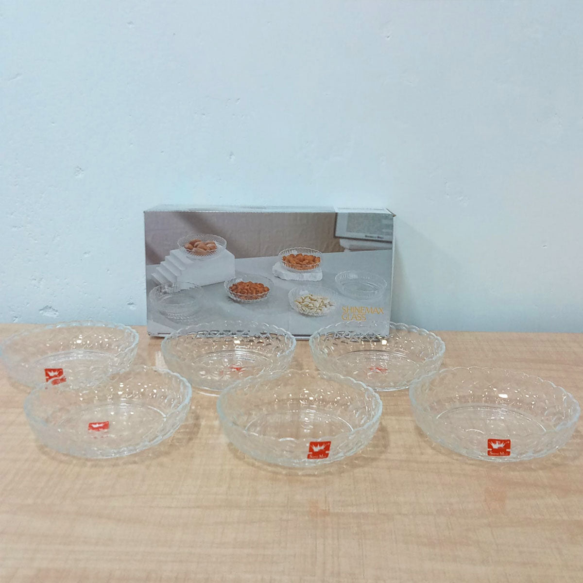 AM5977 Shine max Glass Plate (Multidesign) Set of 6pc -340ml