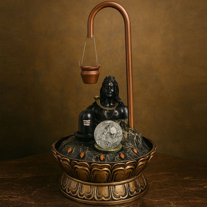 AM6054 Luxury Copper Adiyogi Shivling Water Fountain With Crystal Ball for Home Decor