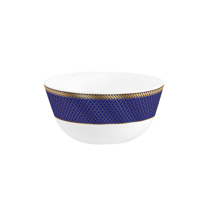 AM5752 Cello Opalware Solitaire Series Sapphire Dinner Set, 27 Units - Opal Glass Dinner Set for 1 | Crockery Set for Festive Ocassions, Parties | White Plate and Bowl Set