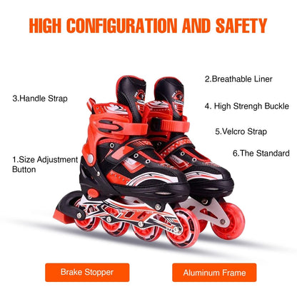 AM0148 Adjustable Inline Roller Skating Shoes with LED Flash Lights