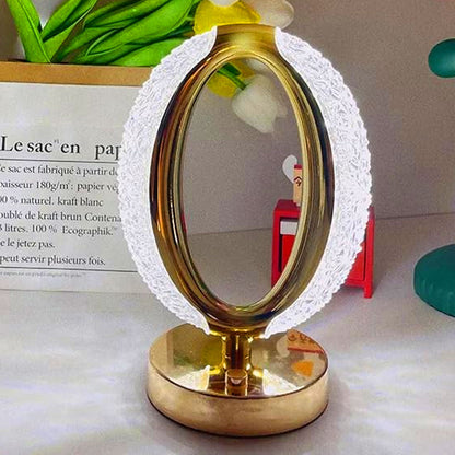 AM5943 Crystal Oval Shape LED Table Lamp with USB Cable - Sensor 3 Color Modes