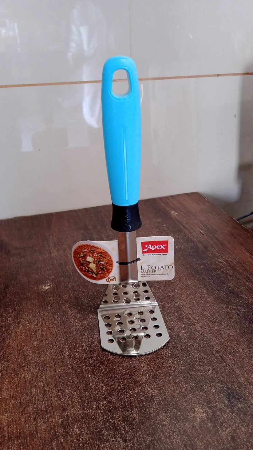 11707 Apex L-Handle Stainless Steel Potato Masher Ergonomic Grip (1 Pc)