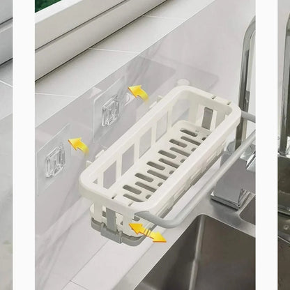8788 Multipurpose Platic Hanging Drain Rack With Adhesive Hook for Kitchen and Bathroom Dishcloth Holders Basket Drying Tray Organizer