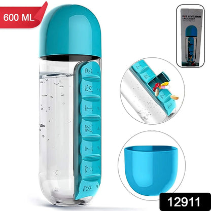 12911 Pill & Vitamin Bottle, Water Bottle Multi Functional Use for Traveling