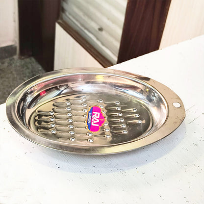 AM3579 Stainless Steel Flat Oval Khamani Pack Of 1 Pcs