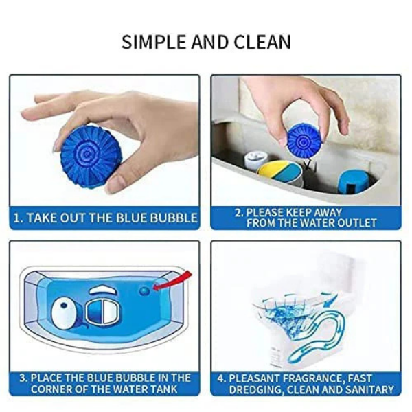 AM5410 Automatic Toilet Bowl Cleaner Tablets Stain Remover Bathroom Flush Tank Blue Tab Tablet(Pack of 10 Pcs, Color: Blue)