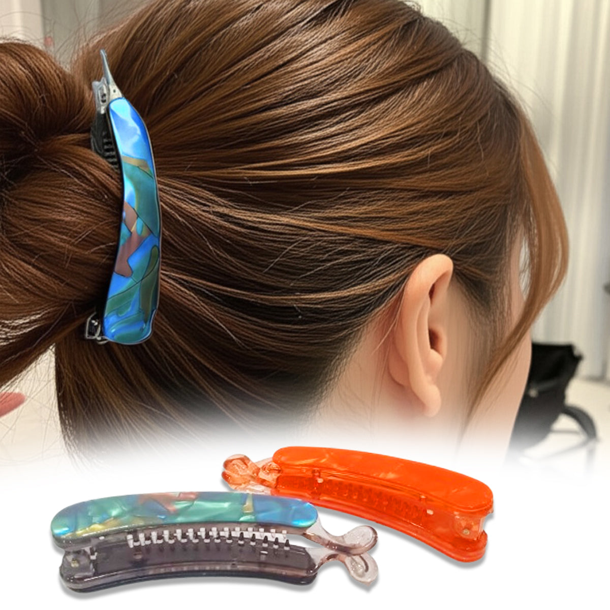AM5631 Acrylic Long Banana Hair Claw Clip (Multicolour) for Girls and Women (Pack of 1 Pc)