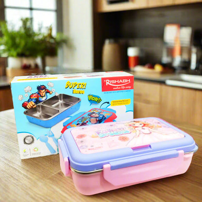 AM5649 Rishabh Steel Brunch 2 Delight Lunchbox With Spoons for School and Office