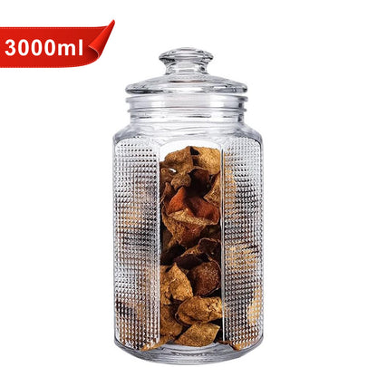 AM5679 CELLO Bloom Storage Glass Jar (3 Ltr) for Cookie Jar, with Air Tight for Kitchen Dried Masala (Pack 1)