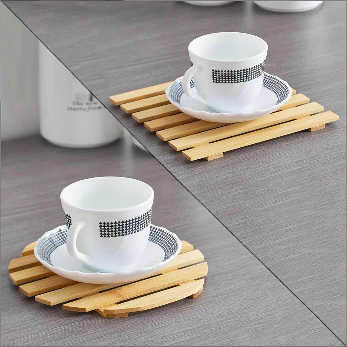 AM5727 Multi-Design Wooden Heat Insulation Place Mat Non-Slip Anti-Scalding Table Pad - (Pack of 1pc)