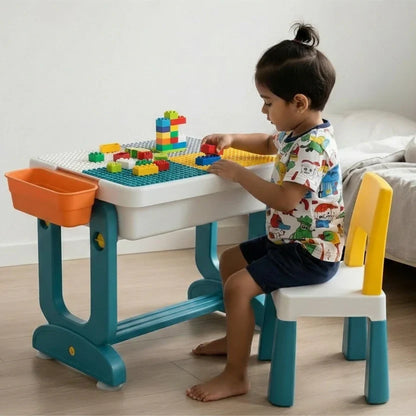 A06747 Multifunctional Kids Building Block Table & Chair Set with Storage Bins