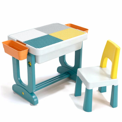 A06747 Multifunctional Kids Building Block Table & Chair Set with Storage Bins