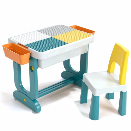 A06747 Multifunctional Kids Building Block Table & Chair Set with Storage Bins