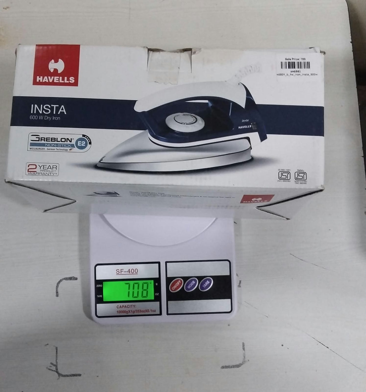 AM6801 Havells Glace Plus 600 Watts Dry Iron Press