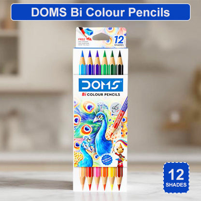 AM5035 DOMS Bi Colours 12 Shades Pencil (6 Nos),Ink Color: Multicolor