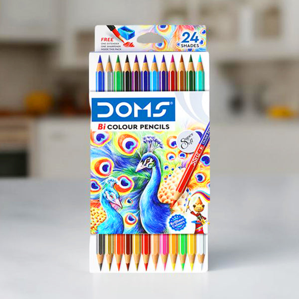 AM5034 DOMS Bi Colours 24 Shades Pencil (12 Nos),Ink Color: Multicolor