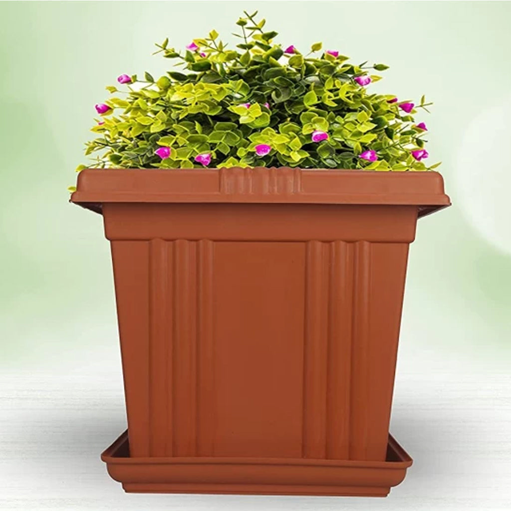 AM0935 Flower Pot Square Plastic Plant 12 Inch Saucer Tray Plant Pot