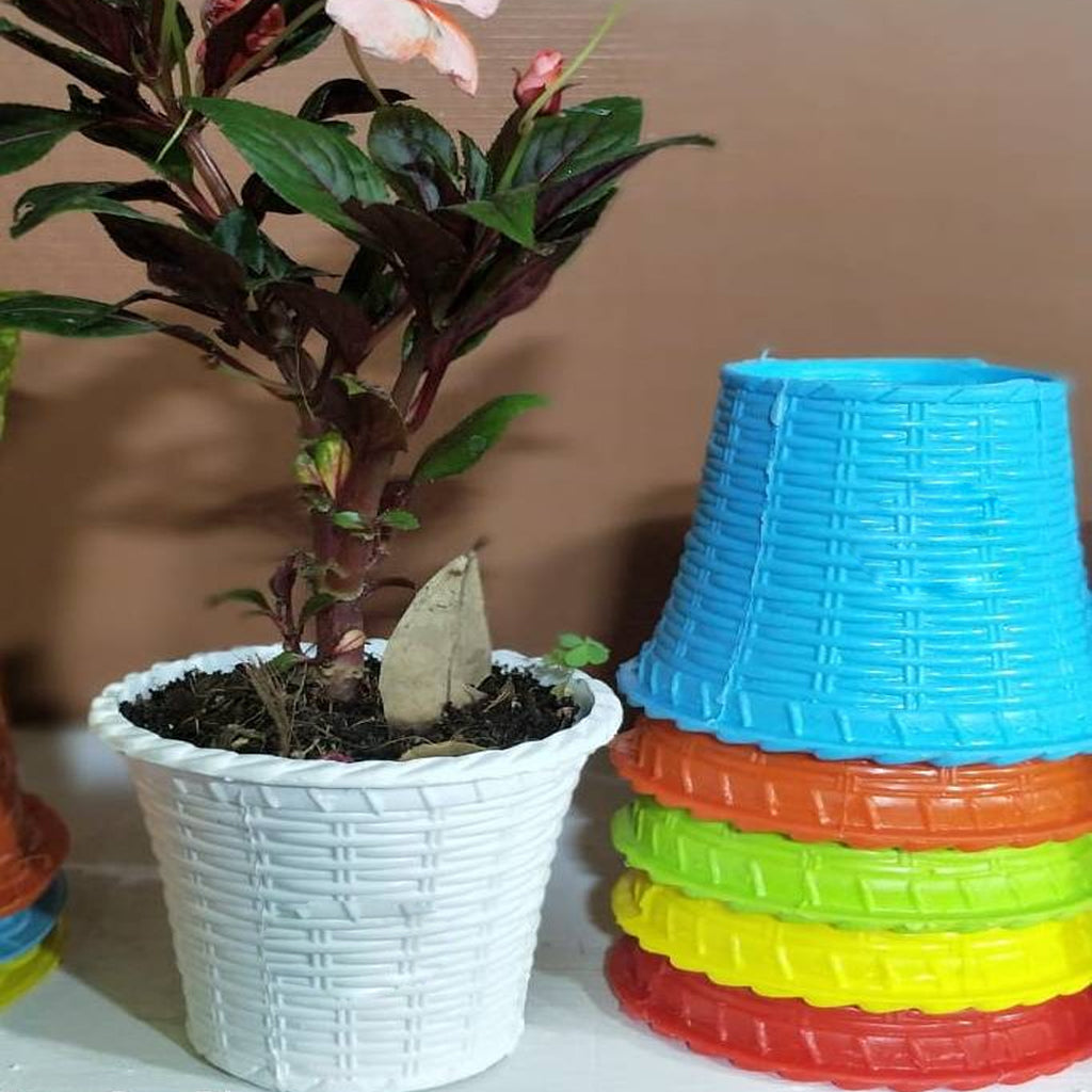 AM0826 Ap Juhi Pot 10 inch -Multicolor Designer Plastic Flower pots