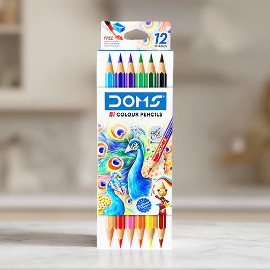 AM5035 DOMS Bi Colours 12 Shades Pencil (6 Nos),Ink Color: Multicolor