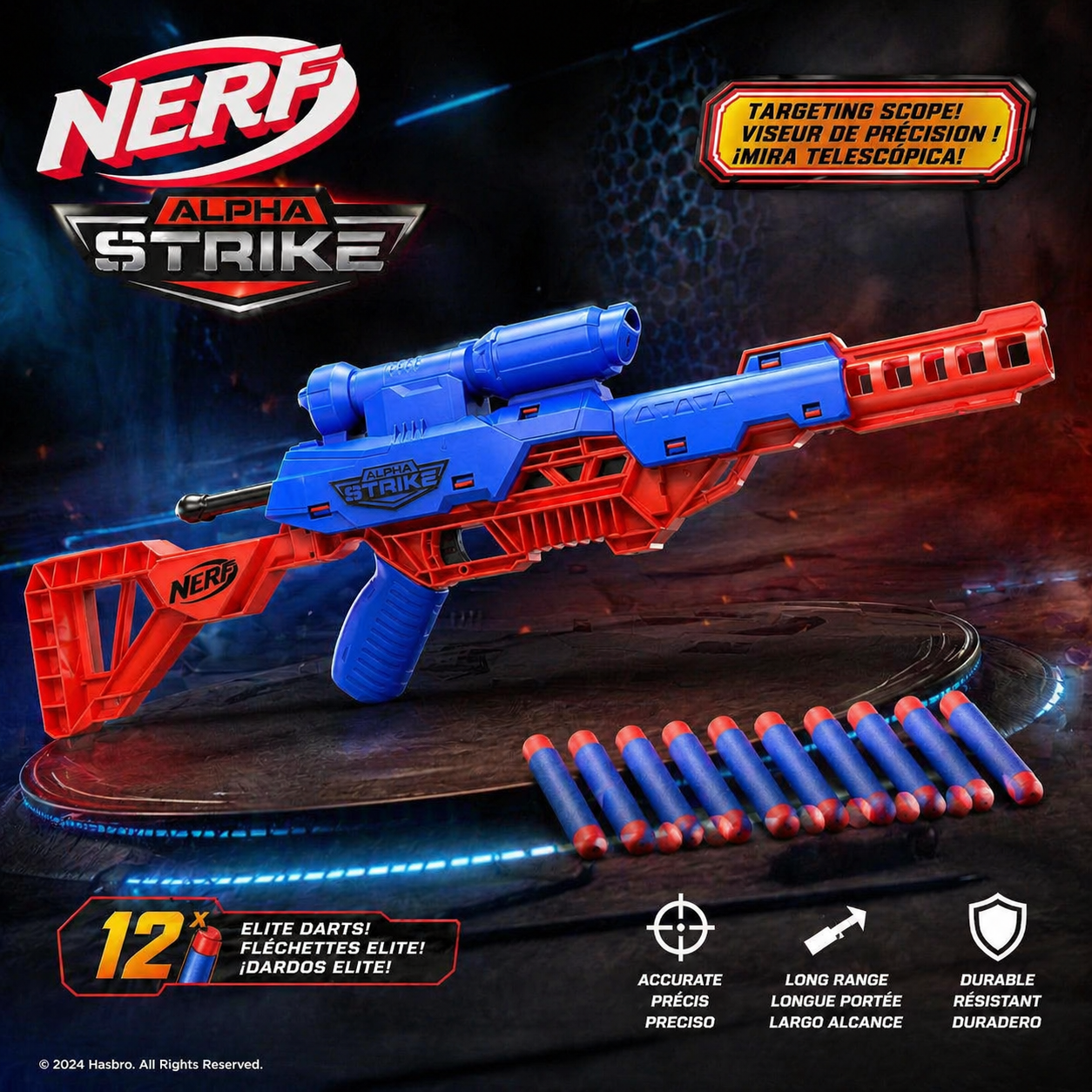 AM7421 Strike Wolf LR-1 Blaster with Targeting Scope and 12 Elite Darts