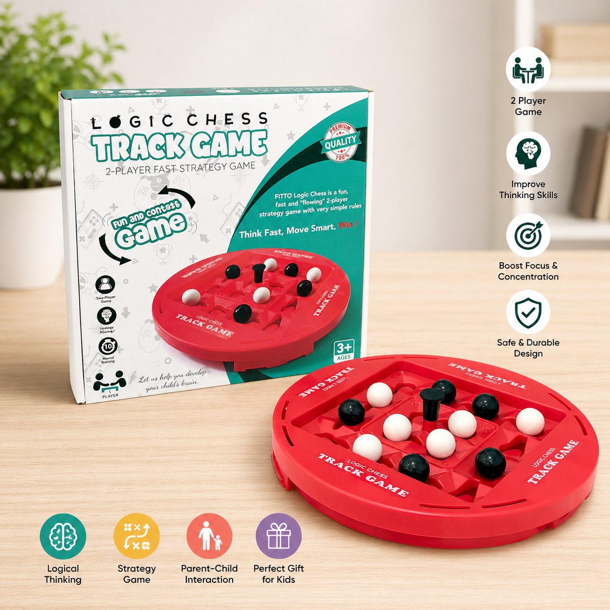 AM7420 Logic Chess Track Game - 2-Player Fast Strategy Board Game for Kids 3+
