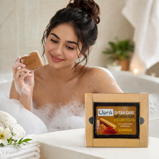 A06648 Upra Handmade D-Tan Care Bathing Soap – Saffron & Sandalwood (100g)