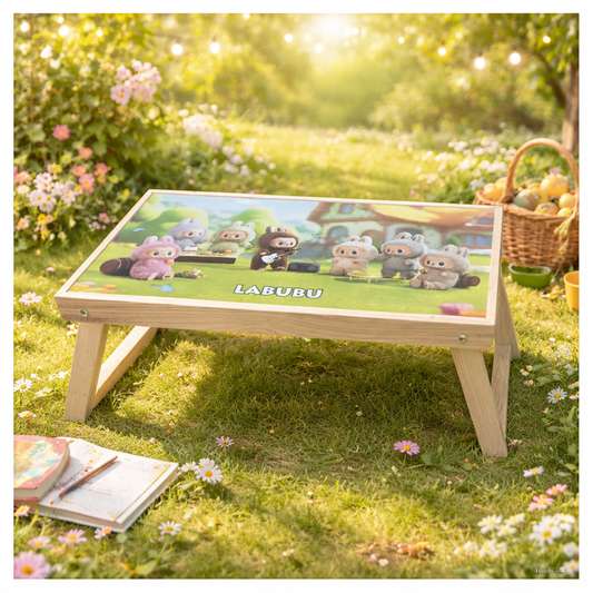 AM7059 LABUBU The Monsters Collection Wooden Foldable Laptop & Study Table