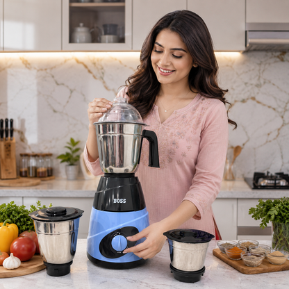 AM7507 BOSS Thunder B-272 550W Mixer Grinder with 3 Stainless Steel Jars