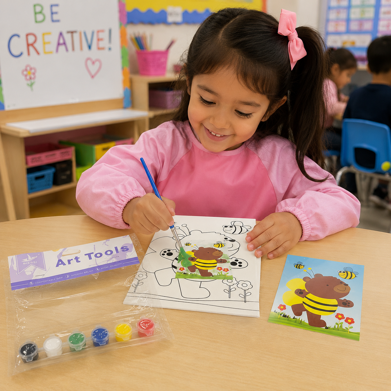 AM7535 Kids' DIY Canvas Painting Kit – Bee & Bear Theme