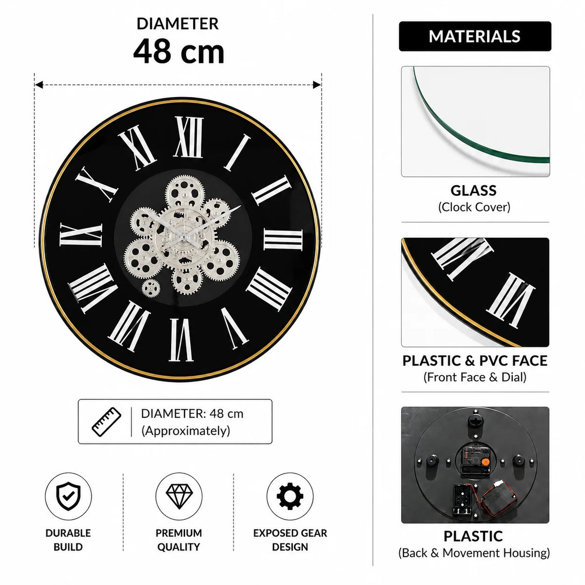 AM7039 Gear time wall clock big