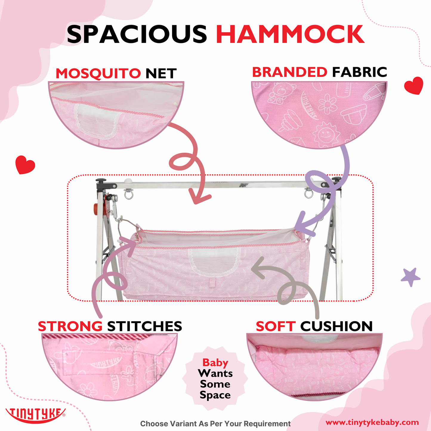AM6459 TinyTyke- Automatic Baby Cradle Square Pipe - Semi Foldable (A-4S)