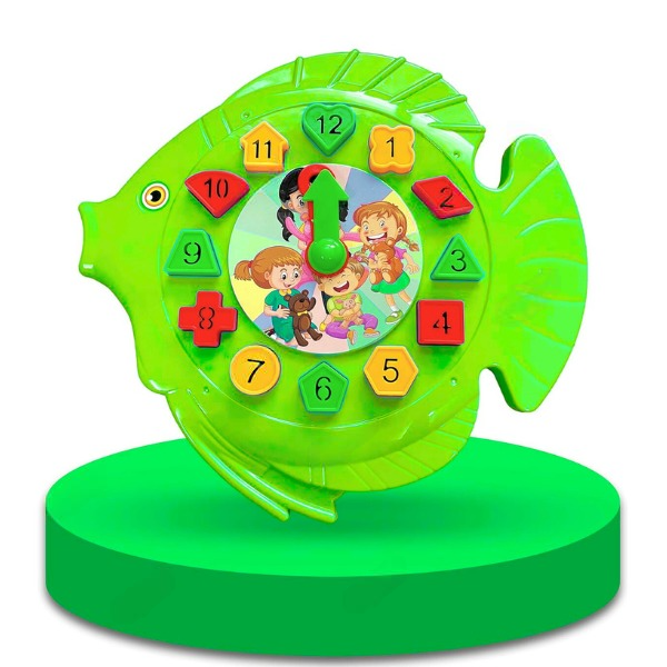 AM5196 Learing Clock, Shape Sorting Clock Puzzle, Teaches Time, Shapes and Numbers Preschool Toys (3 Years & Above, Multicolour)