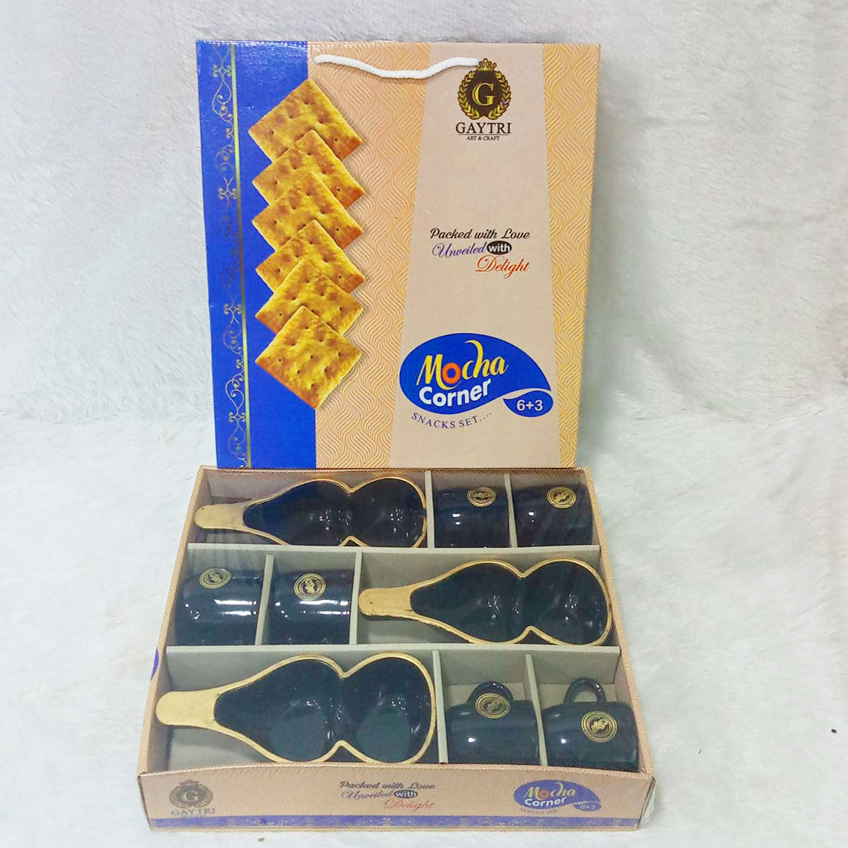 Di0334 Gaytri Mocha Corner 9-piece Snacks Set