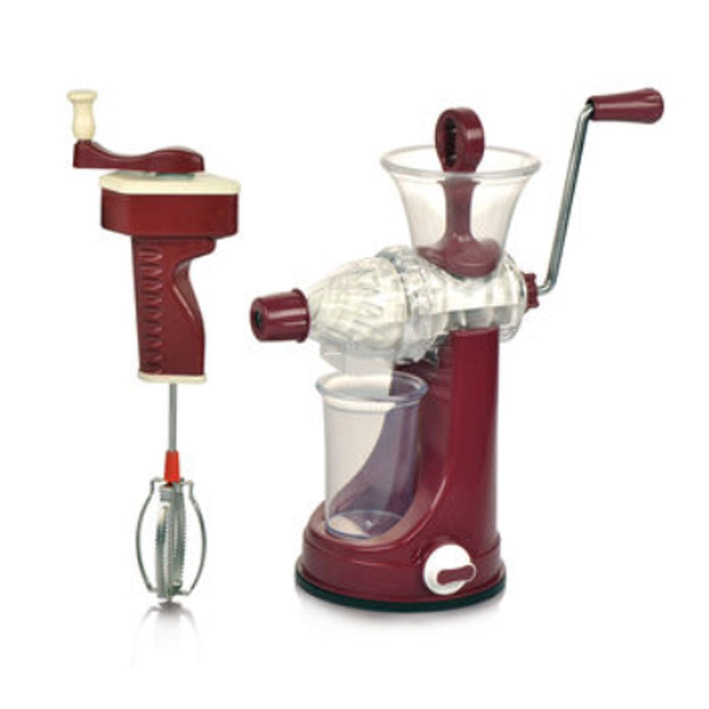 7017 Manual Fruit & Vegetable Juicer and Blender with Steel Handle (Multi Coloured)