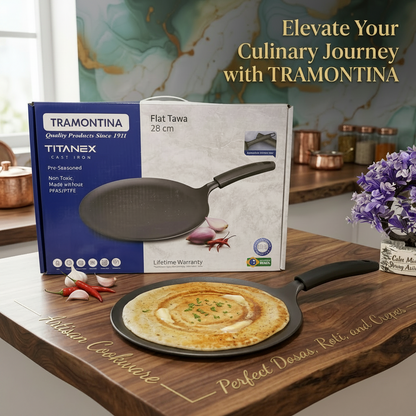 AM7400 Tramontina TITANEX Pre-seasoned Cast Iron Dosa Tawa - 28 cm