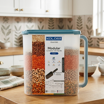 AM6751 KOLORR Essentials (9 Ltr) Modular Storage Container with Handle & Free Measuring Scoop