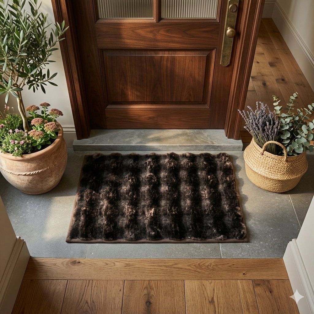 AM7080 Mix Pattern Bubble Print Soft Rippled Faux Fur Accent Doormate - 16x24in