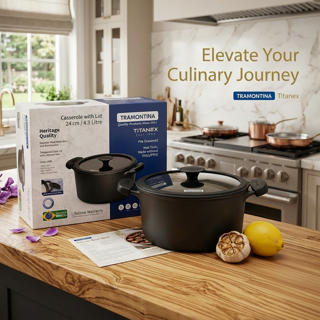 AM7408 Tramontina TITANEX Pre-Seasoned Cast Iron Casserole - 24 cm