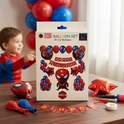 AM7687 Superhero Theme Birthday Decoration Balloon Bouquet Set of 45 Pieces for Kids