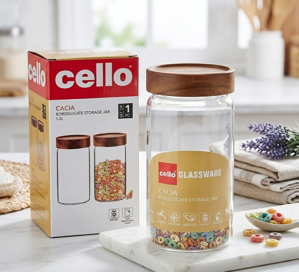 AM7439 Cello Glassware Cacia Borosilicate Storage Jar, 1.2L